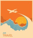 Airplane flying in sky.Vector air travel background