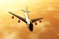 Airplane Flying sunset /sunrise 3D render 02 Royalty Free Stock Photo