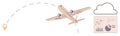 Airplane in Flight Path with Analytics Display and Cloud Royalty Free Stock Photo