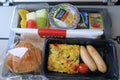 Airplane food breakfast on Delta Air Lines Royalty Free Stock Photo