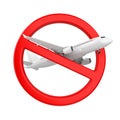 Airplane with Forbidden Sign Isolated Travel Ban Concept