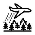 Airplane forest fire extinguishing icon vector outline illustration