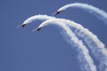 Airplane formation from the Aerostars team demonstrates flying skills and aerobatics at the annual Rockford Airfest on June 3, 201 Royalty Free Stock Photo