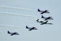 Airplane formation in assault Royalty Free Stock Photo