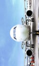 Airplane front view at airport Royalty Free Stock Photo