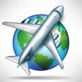 Airplane on globe; travelling concept Royalty Free Stock Photo