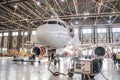 Airplane hangar. Airline Russia. Collect aircraft. Official spotting at Pulkovo Airport, St. Petersburg Russia November 28, 2018