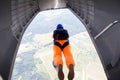 Skydiver is jumping out of a plane. Royalty Free Stock Photo