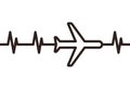 Airplane heartbeat, plane, travel lover symbol