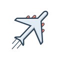 Color illustration icon for Airplane, plane and aircraft Royalty Free Stock Photo