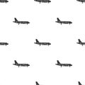 Airplane icon in black style isolated on white background. Logistic pattern stock vector illustration.