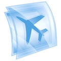 airplane icon blue square Royalty Free Stock Photo