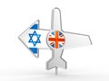 Airplane icon and destination arrow Royalty Free Stock Photo