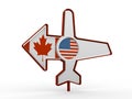 Airplane icon and destination arrow Royalty Free Stock Photo