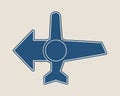 Airplane icon and destination arrow Royalty Free Stock Photo