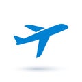 Airplane Icon in flat style. Royalty Free Stock Photo