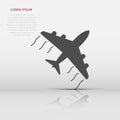 Airplane icon in flat style. Plane illustration pictogram. Aircraft business concept Royalty Free Stock Photo