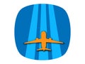 Airplane icon with long shadow. Flat design style. Round icon. Airplane silhouette.Vector Royalty Free Stock Photo