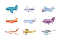 Airplane icon set, cartoon style Royalty Free Stock Photo