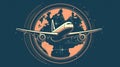 A airplane icon representing the ability to collect and analyze data from all over the world created with Generative AI Royalty Free Stock Photo