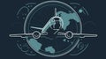 A airplane icon representing the ability to collect and analyze data from all over the world created with Generative AI Royalty Free Stock Photo