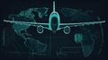 A airplane icon representing the ability to collect and analyze data from all over the world created with Generative AI Royalty Free Stock Photo