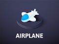 Airplane isometric icon, isolated on color background Royalty Free Stock Photo