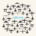 Airplane icons set Background