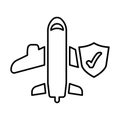 Airplane Insurance Icon In Outline Style