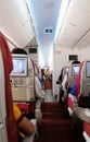 Airplane interior. Passengers waiting for taking off, Kolkata