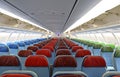 airplane interior with the seats Royalty Free Stock Photo