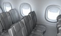 Airplane interior, seats, window Royalty Free Stock Photo