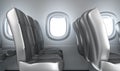 Airplane interior, seats window Royalty Free Stock Photo