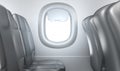 Airplane interior, seats, window Royalty Free Stock Photo