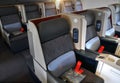 Airplane interiors, first class seats Royalty Free Stock Photo