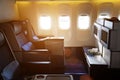 Airplane interiors, first class seats Royalty Free Stock Photo