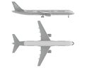 Airplane isolated. Top and Front view