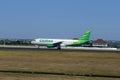 Airplane on its runway at the airport Royalty Free Stock Photo