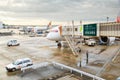 Airplane of Japan Airlines JAL at The Tokyo Narita International Airport NRT Royalty Free Stock Photo