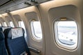 Airplane or jet windows interior Royalty Free Stock Photo