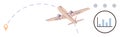Airplane Journey Path with Destination Pin and Analytics Chart Depicting Travel Data Insights Royalty Free Stock Photo