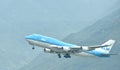 Airplane of KLM Royal Dutch Airlines is departuring from Hongkong Airport