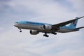 A airplane of Korean air cargo flying in the sky Royalty Free Stock Photo