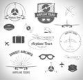 Airplane Lables Set. Vector Illustration