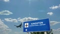 Airplane landing at Kingston Jamaica airport