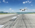 Airplane landing on runaway. Royalty Free Stock Photo