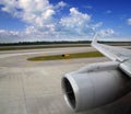 Airplane in landing runway road plane wing