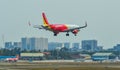 Airplane landing at Tan Son Nhat Airport