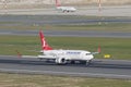 Airplane Landing to Istanbul Airport Royalty Free Stock Photo