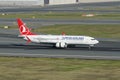 Airplane Landing to Istanbul Airport Royalty Free Stock Photo